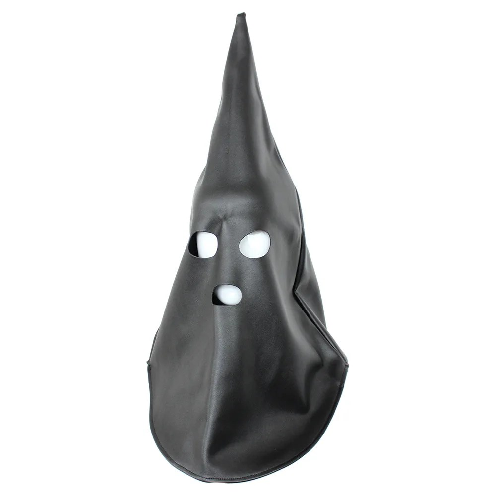 PU Leather Head Mask BDSM Hood Mask Open Eye Headgear Role Play Erotic Fetish Open Mouth Hood Slave Restraint Kinky Halloween