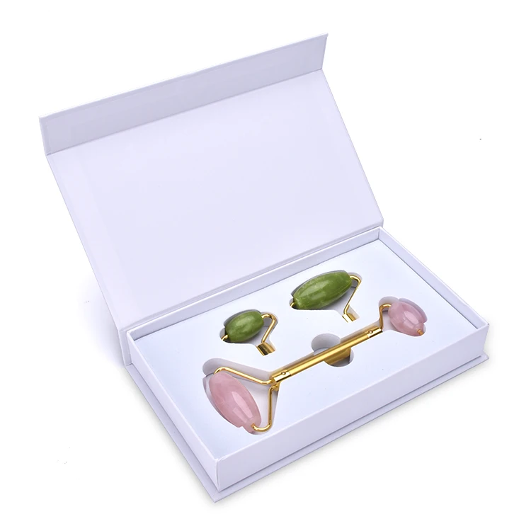
High Quality Therapy Stone Rose Quartz Anti Aging Facial Natural Pink Jade Roller with custom detached head 