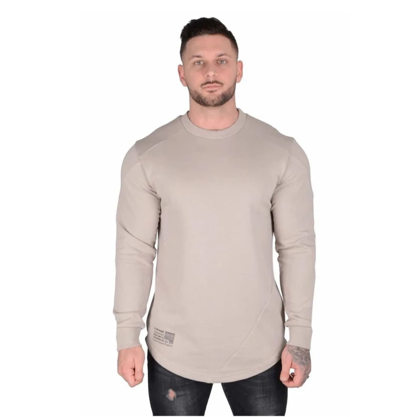 Custom Plain Blank Printing Casual Performance T shirt 100% Cotton Home Sport Wear Fitness Mens Long Sleeve T shirts