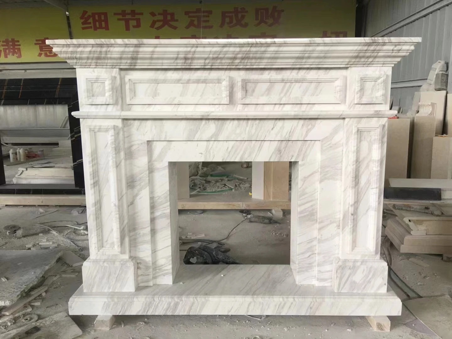 Modern Indoor Decorative Natural Stone Fireplace Surround Marble French Fireplace Mantel for sale