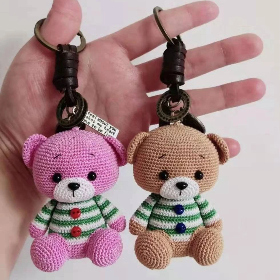 Fashion  Bear KeyChains Cute Bag Pendant Keyring Accessories Wholesales Crochet Bear dolls Pendant Keyring