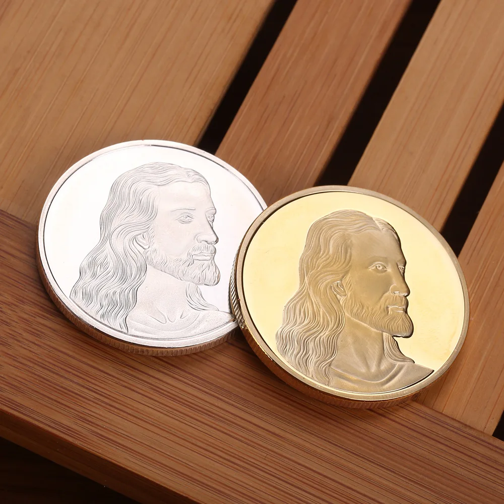 in stock promotion gift cheap price high quality gold silver challenge coins Christianity Jesus