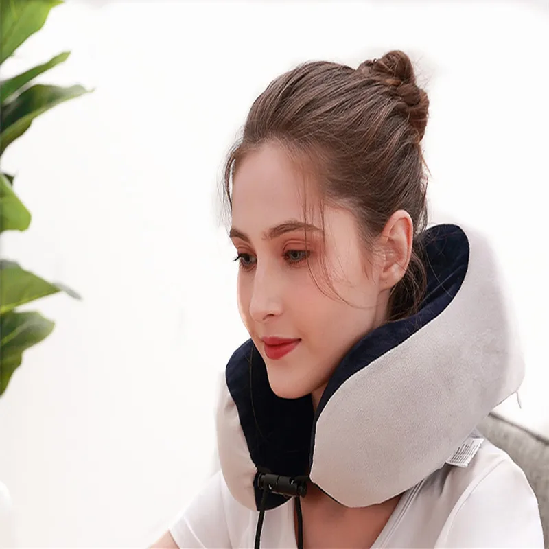 Портативная Интеллектуальная Электрическая дорожная подушка для массажа шиацу шеи спины на аккумуляторах Вибрационный U-образный Массажер Для Шеи