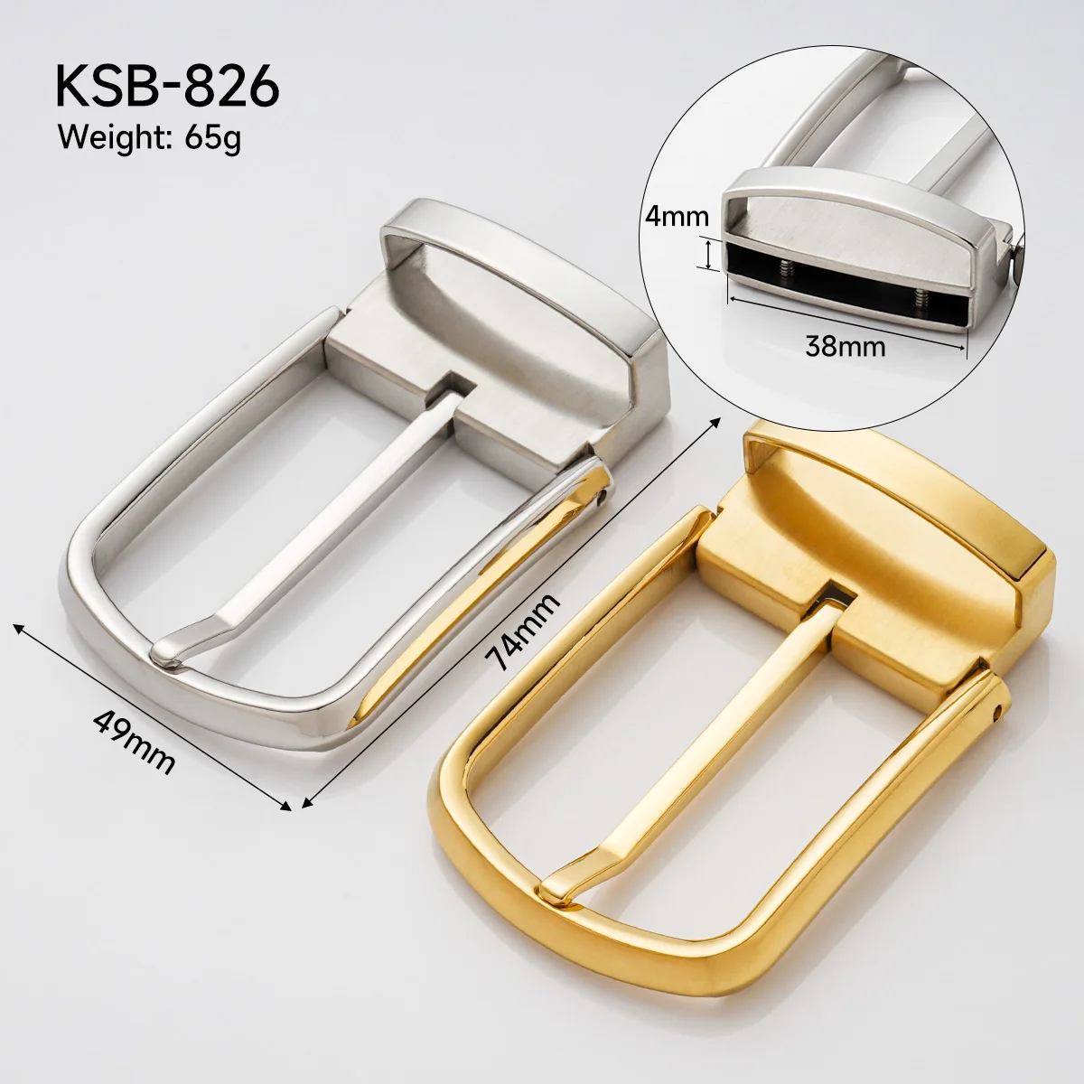 Gold Silver 1 1/2 Belt Making Adjustable Buckle Replacement 38mm Custom Name Belt Buckle Head Metal Stainless Steel for Men