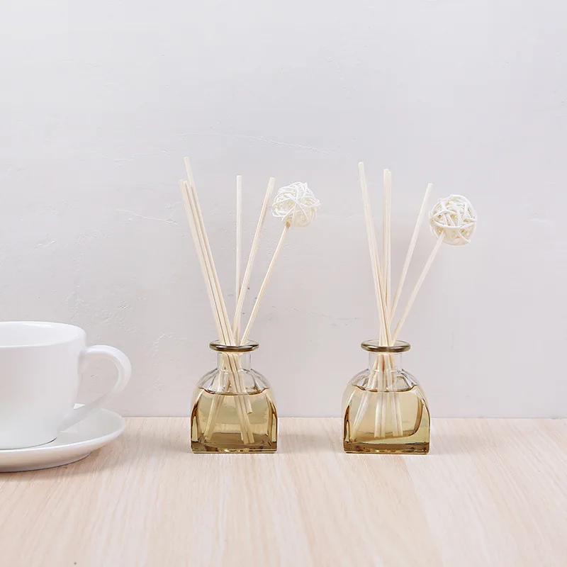 square glass aroma reed diffuser bottle set with rattan stick