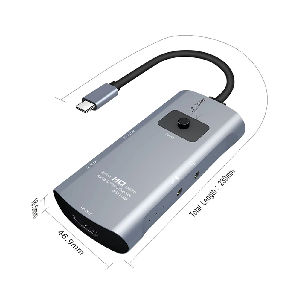 Выход Z54A HD + 2 входа микрофон аудио для переключателя видеозахвата Type-C с