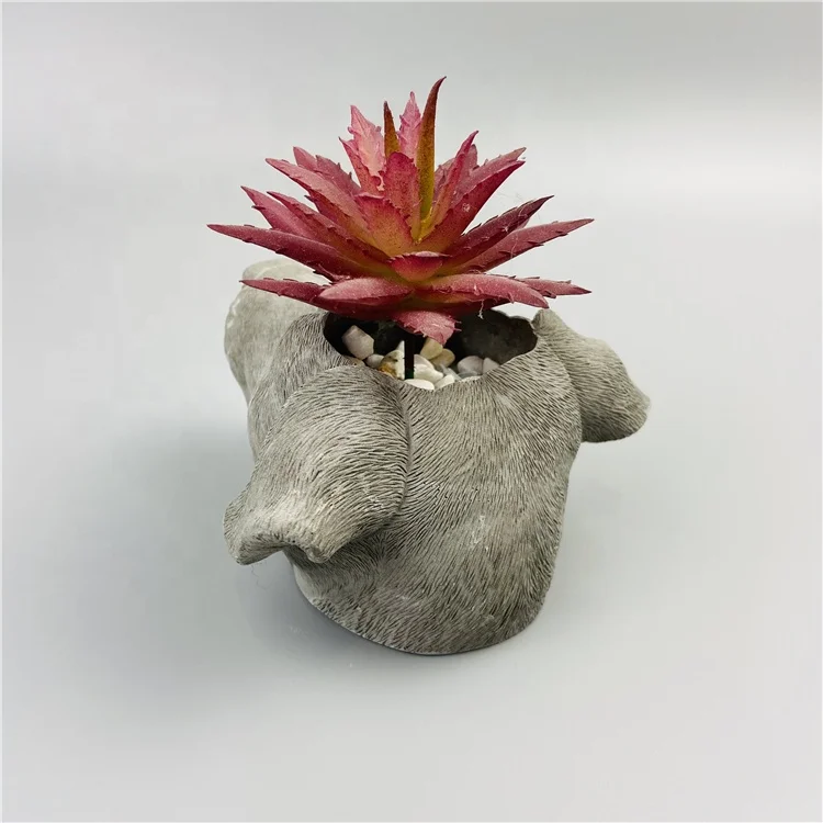 
High Quality Wholesale Home Decoration Animal Shape Hand Carved Cement Flower Pot 