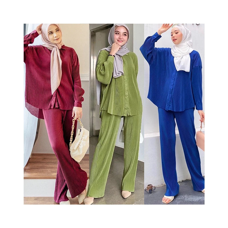 Latest winter 2 pieces Women Muslim Knitted Set Sweater set for muslim girl Turkey Islamic Clothing Abaya Islamic design