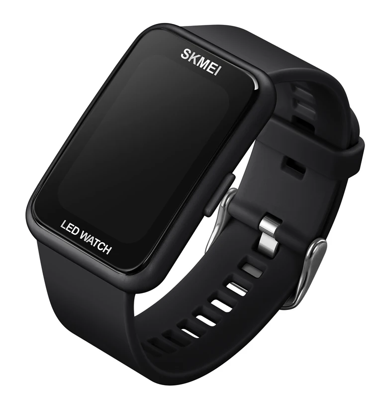 SKMEI 1873 LED Wrist Watches PU Band LED Light 5ATM Waterproof Fashion Watches