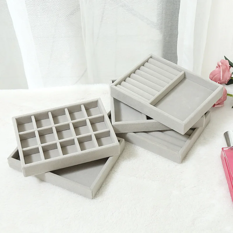 Portable home jewelry display tray earring jewelry packaging velvet tray organizer display jewelry tray