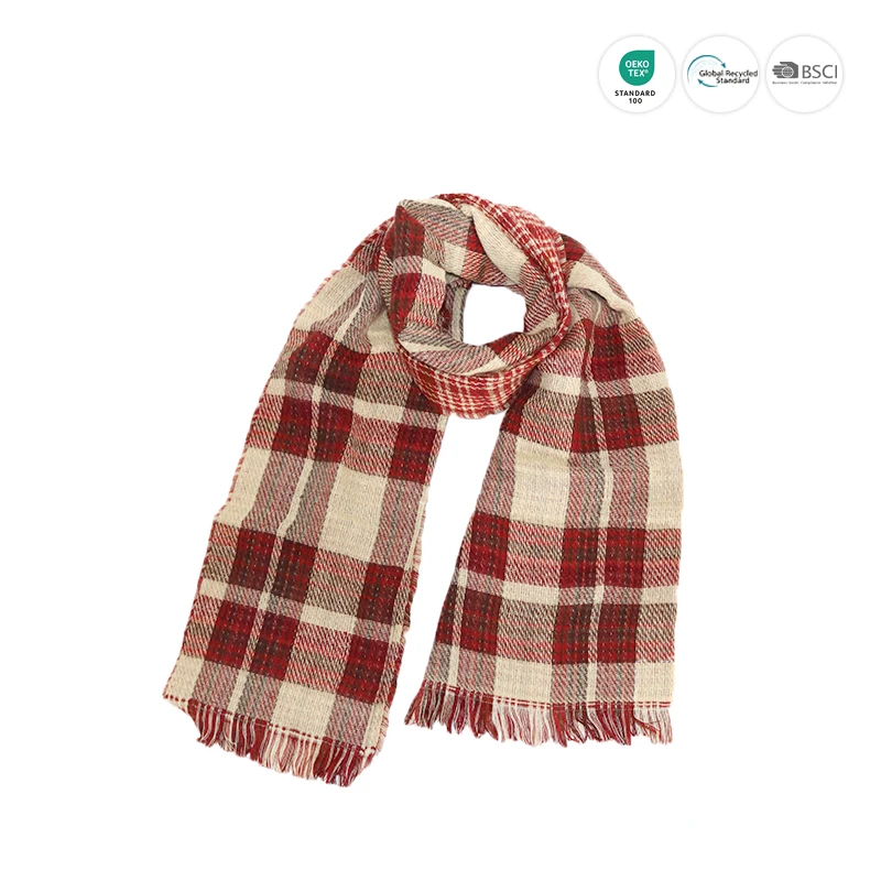 Fashion Long Plaid Winter Snow Man Christmas Acrylic Cashmere Knit Scarf Seamless Jacquard Scarves With Tassels