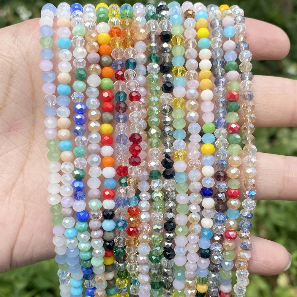 AsVrai U 3x4mm Colorful Faceted Glass Crystal Beads Spacer Beads For Jewelry Making Handmade DIY Bracelet Necklace Accessories