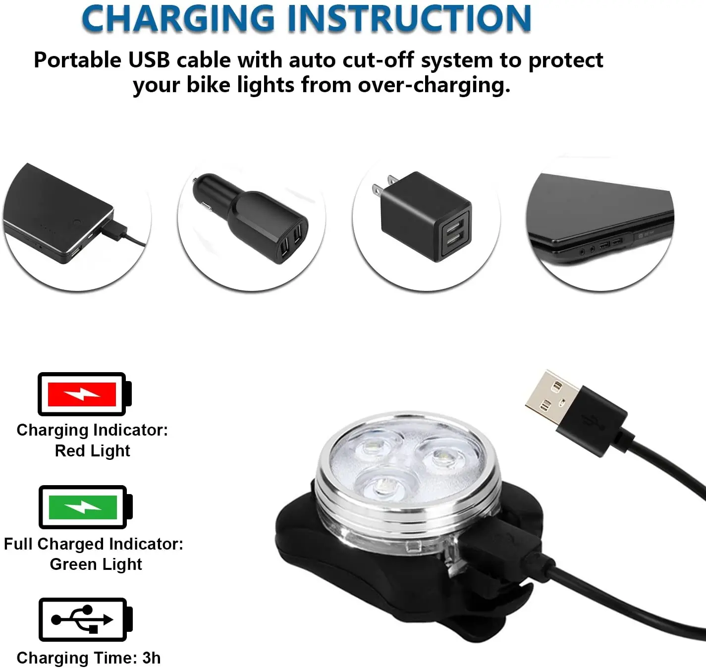 USB-C Rechargeable Bike Light Set LED Front and Rear Bicycle Light with PC & ABS Mounting Battery Power Supply for Cycling