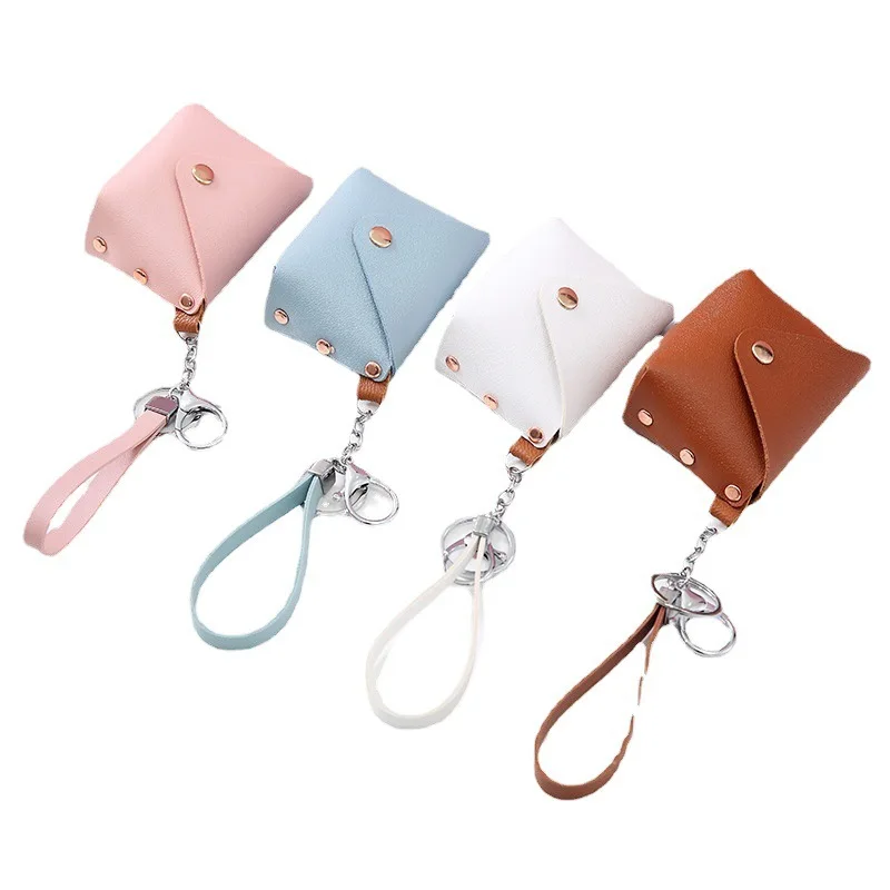 Multicolor Pu Leather Girls Buckle Small Coin Purse Fashion Mini Ladies Pocket Coin Purse Wristlet Wallet Keychain