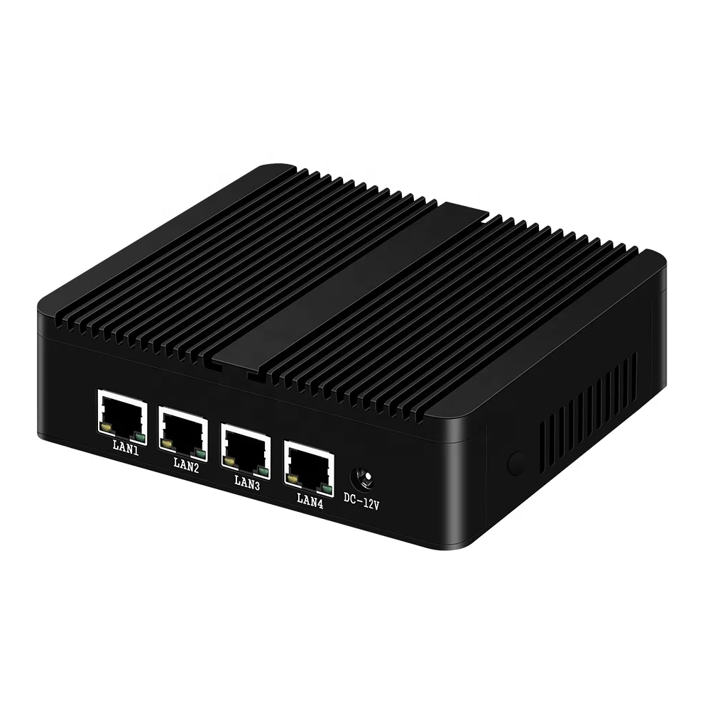 PFsense Gateway Firewall Router Mini PC Fanless Industrial Computer In-tel N2830 4 Nic Ethernet Lan Ports Linux Network Server
