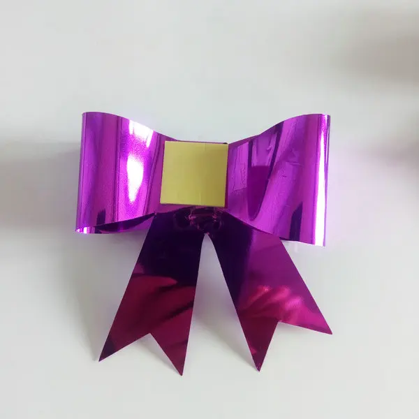 Mini Small Pre Made  Foil Plastic Ribbon  Christmas Gift Box Wrapping Decorations  Self Adhesive Stick  Bow
