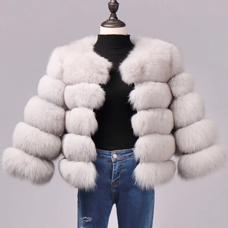 Wholesale Dropshipping Faux Fox Fur Women Thick Slim Short Jacket Outdoor Artificial Fur Coat 2023