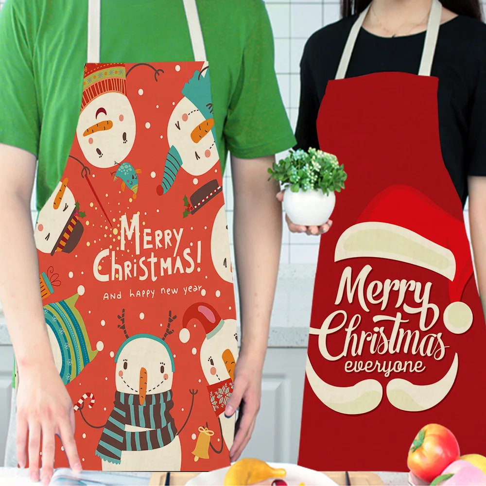 wholesale salon home kitchen cooking Cotton linen christmas themed Old Man hairstylist christmas apron