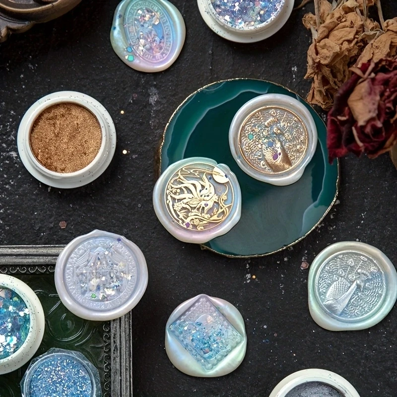 Retro Gold Silver Wax Seal Stamp Powder Cream Glitter Pearl Color Aurora  Powder Envelope Invitation Card Diy Scrapbooking Decor