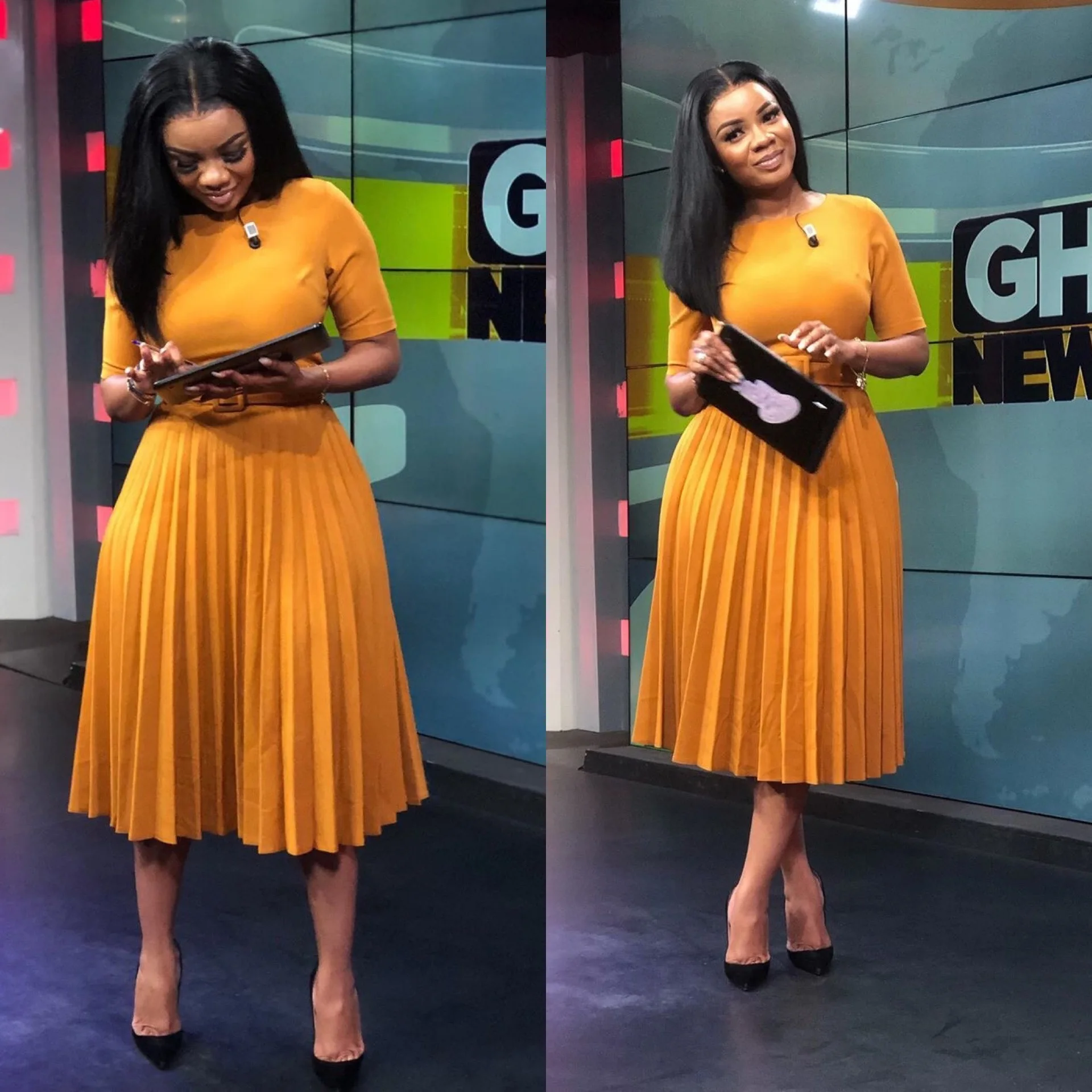 Classy Cute Pure Color Crew Neck High Waist Elegant Dress Short Sleeve Organ Pleated Dress With Belt Ladies