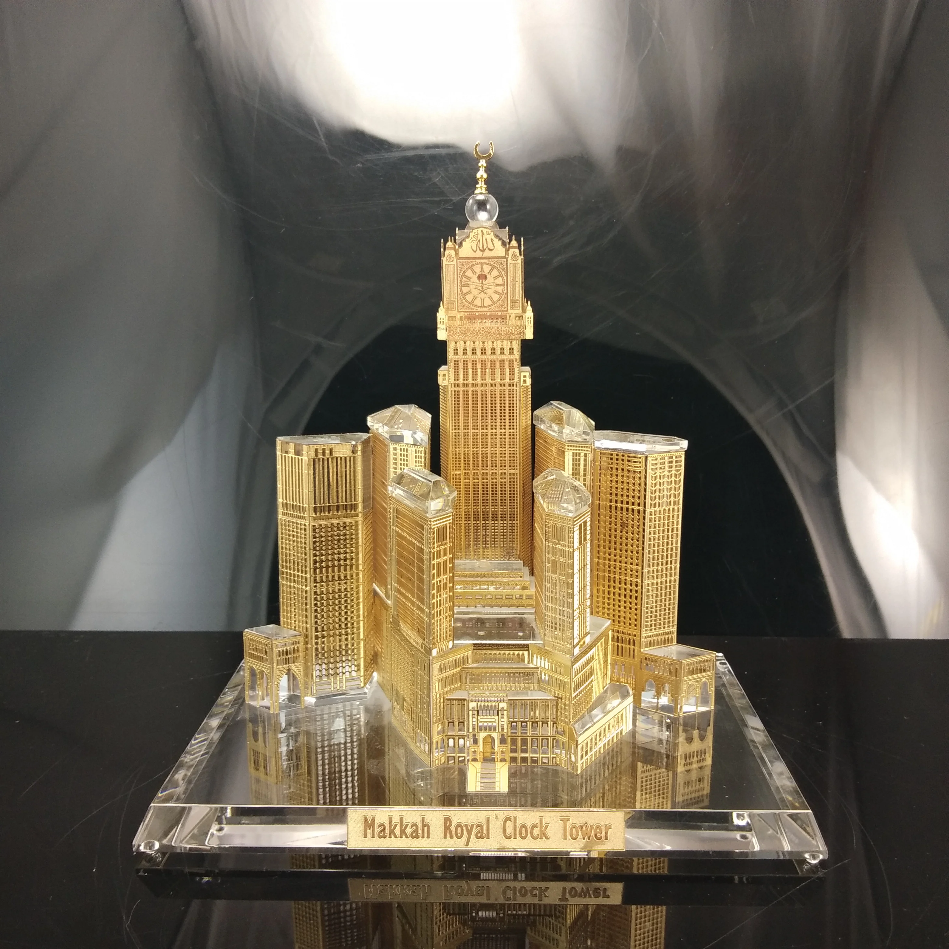Islamic Crystal Glass Building Model Table Decorations Crystal Mosque Kabba Building Model For Gifts JB052