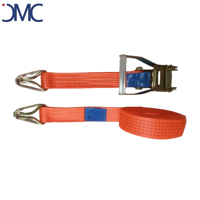 European Type Ratchet Tie Downs With Swan Hooks Each End Truck Loading Belts 8Ton