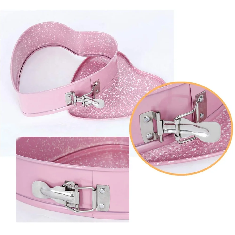 
Pink Heart Springform Cake Pan Nonstick Heart Shape Cheesecake Baking Pan with Removable Bottom 