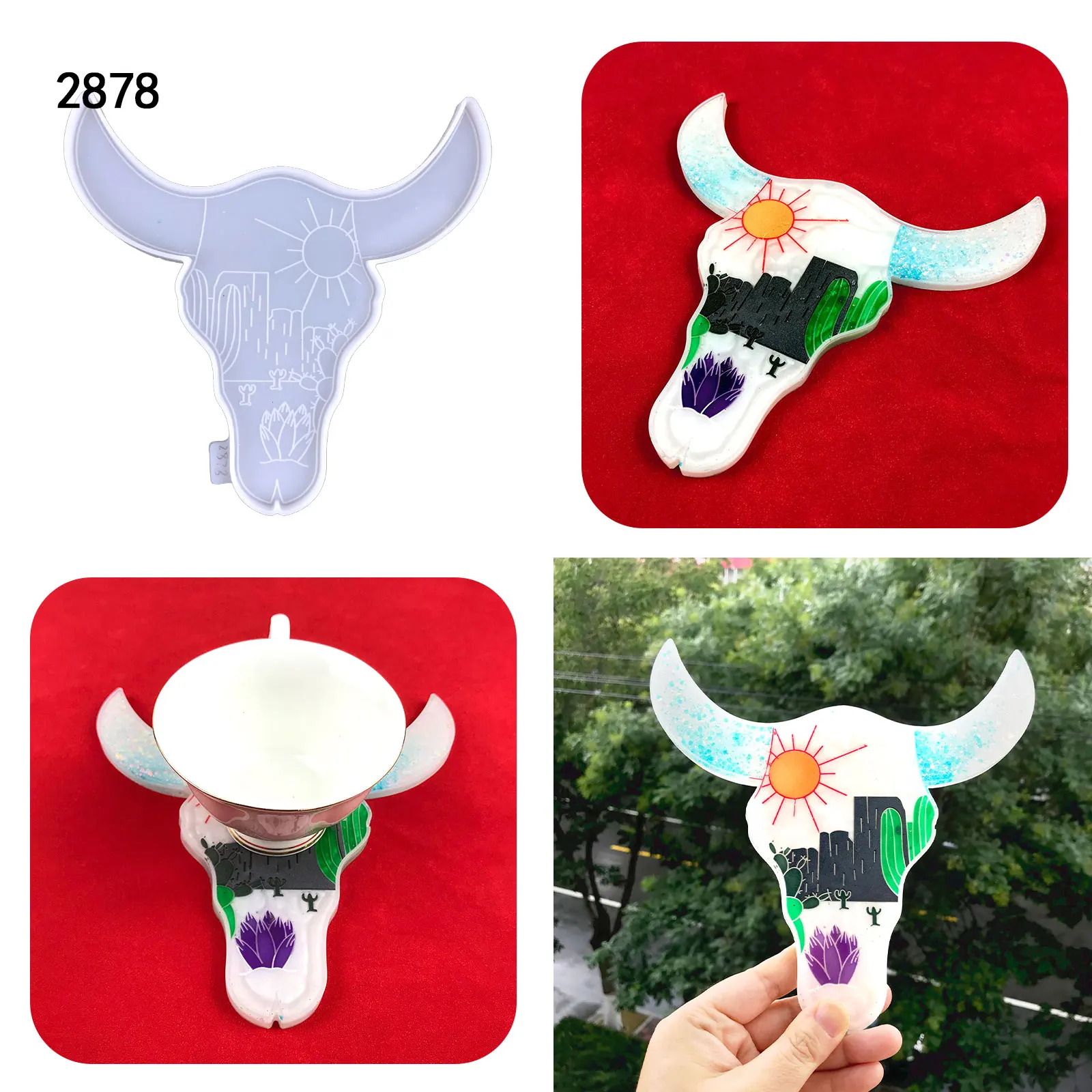 Подставки из каучука в виде пустыни, черепа, быка, силиконовая форма для изготовления ювелирных изделий, силиконовая форма для поделок «сделай сам», 2878