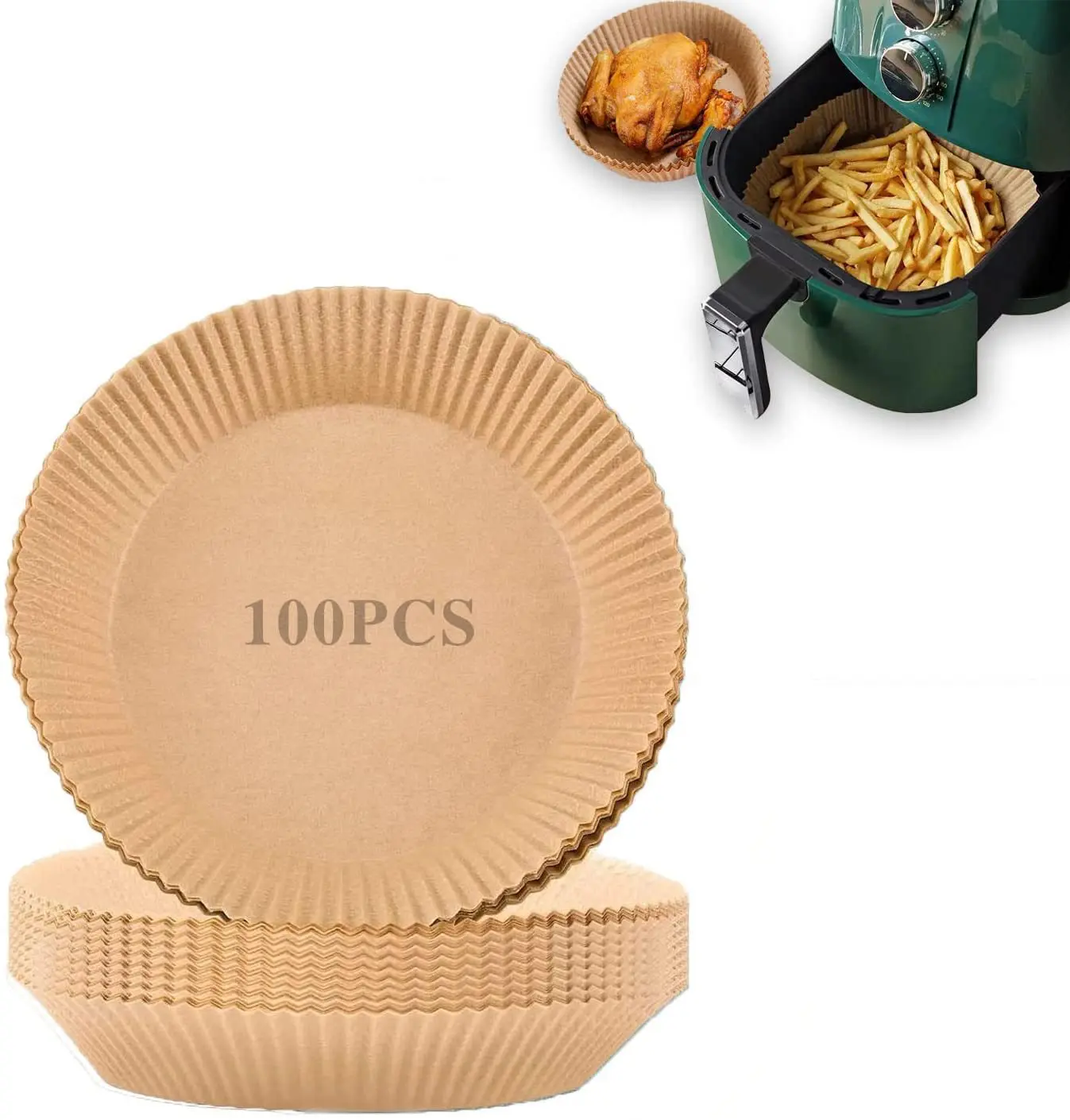 Food Grade Oil-proof Non-stick Baking Cooking Disposable Natural Parchment Paper Air Fryer Liners