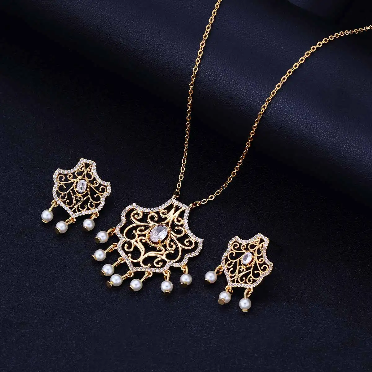 CDD Boho Vintage Tassel Indian Wedding Necklace Earrings Sets for Women Ultra Luxury Zircon Jewelry Set