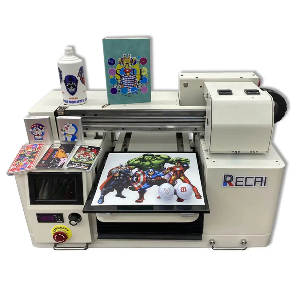 RECAI High Quality UV Printer A4 Size UV Flatbed Printer for DIY Gift Pen Ball Bottle Mobile Phone Case Printing