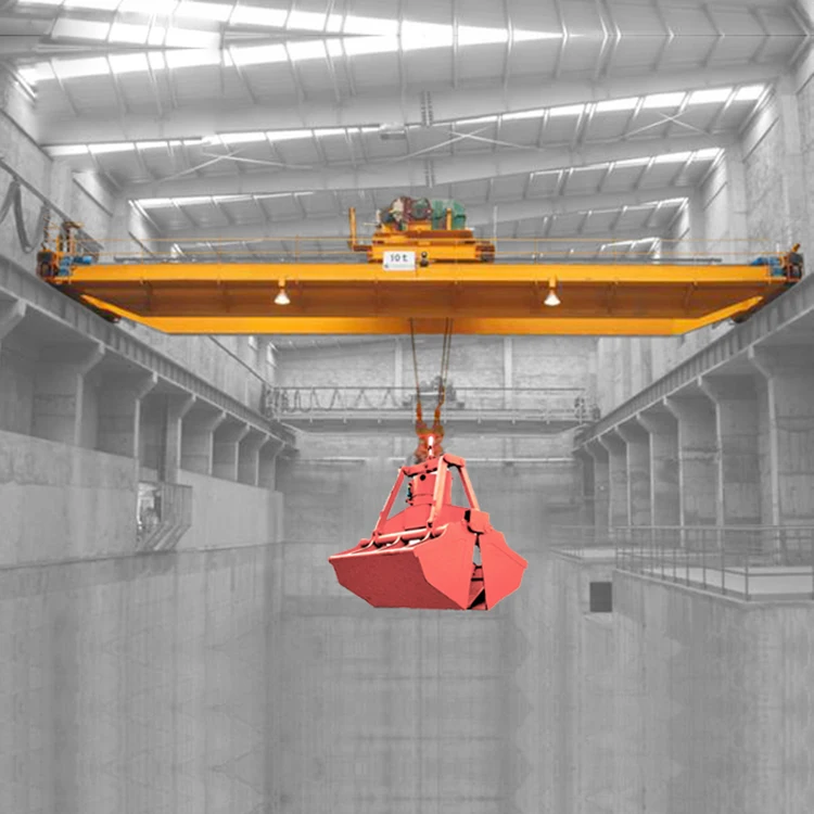 Orange peel grabs double girders overhead crane for lifting coal