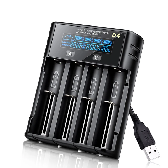 Essager 18650 Battery Charger Universal Rechargeable Battery Charging For AA AAA Lithium Li ion USB Charger Battery 4 2 Slot