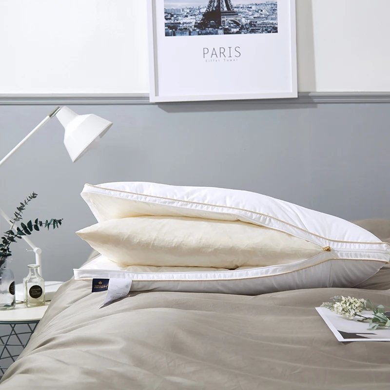 Wholesale 5 star hotel pillow white healthy duck goose down pillow custom soft bed sleeping pillows