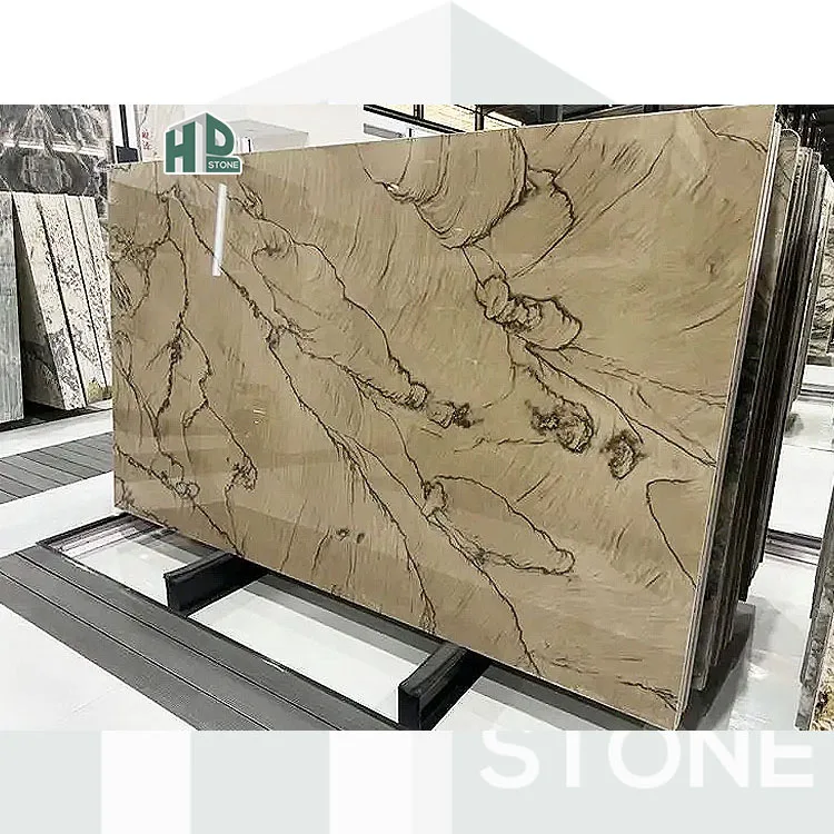 Luxury stone slab natural marble floor with black veins