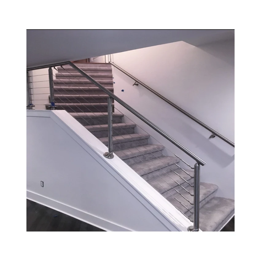Stainless Steel Cable Post Glass Stainless Steel Balcony Wrought Iron Balustrade Wire Cable Side Mount Deck Cable Railing
