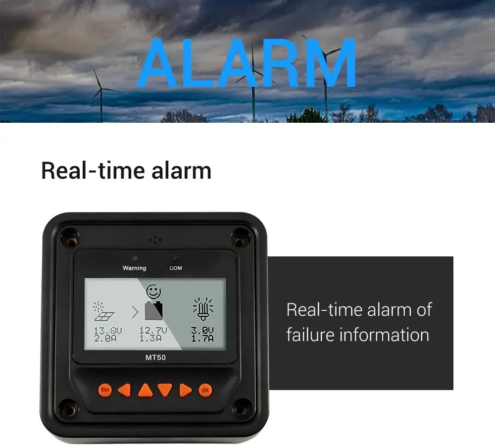 epever mt-50 lcd  screen display remote meter mt50 remote meter monitoring setting reading for mppt solar charge controller
