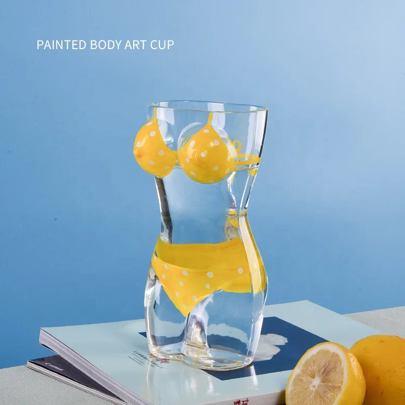 Hand painted color sexy female woman body shape Sublimation mini glass tumbler tequila shot glass cup for bar