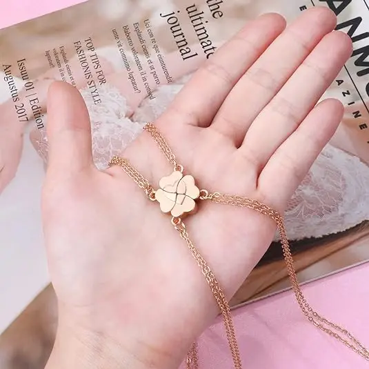 Women Trendy Jewelry 2025 Friendship 4Best Friend 4 Bff Silver Clover Metal Alloy Necklaces for 4 Girls
