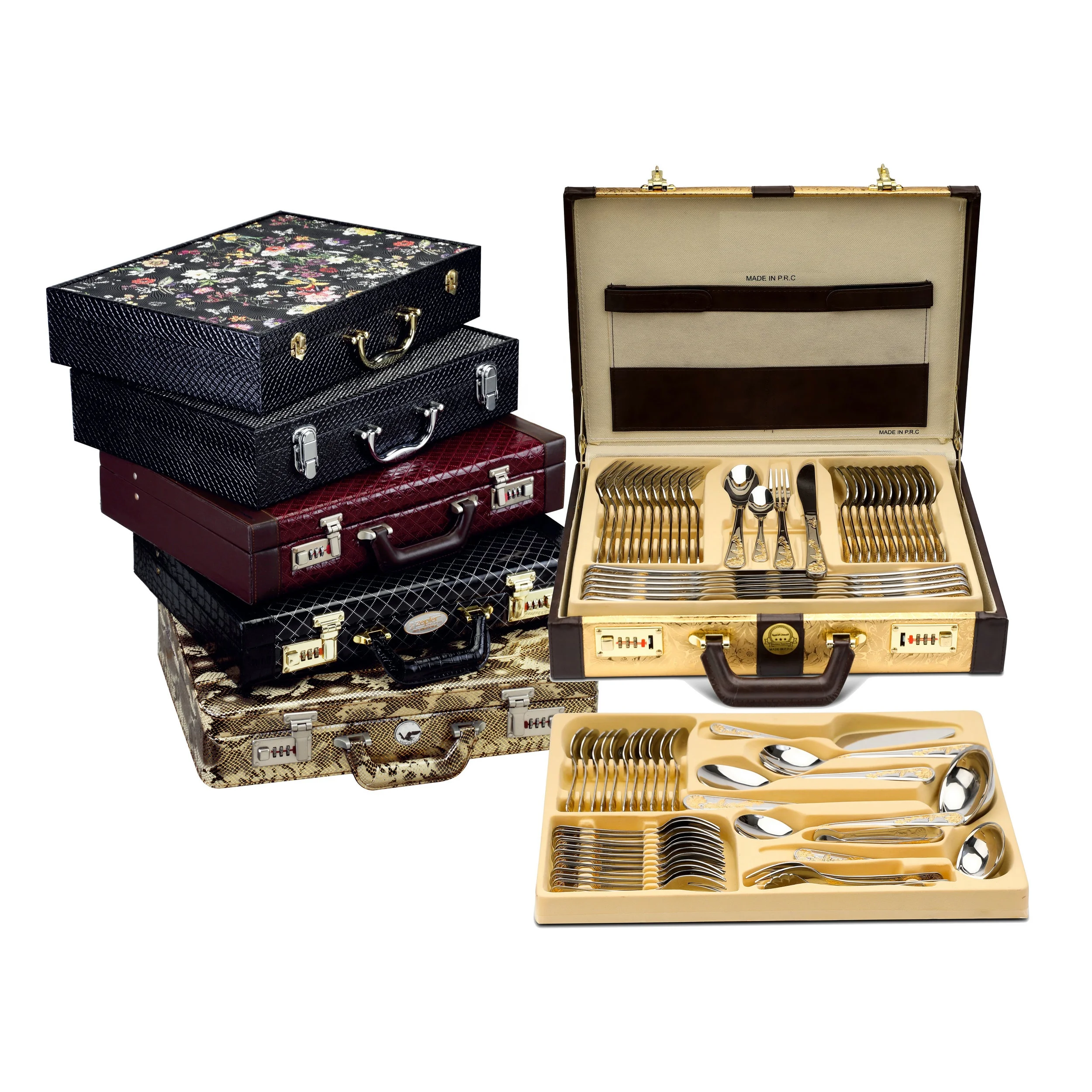 OEM stainless steel cutlery spoon and fork dinner spoon and fork gold flatware set in OPP bag packing