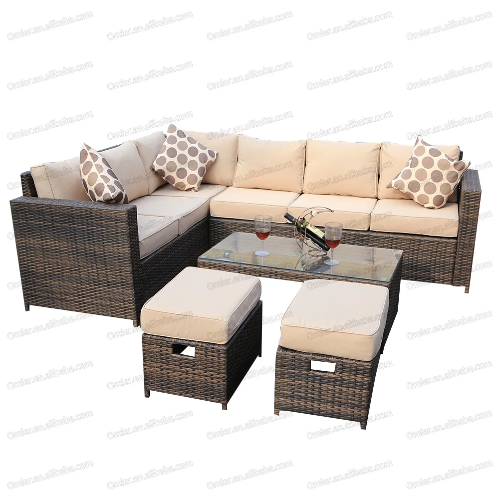 
Waterproof High Back Wicker Patio Outdoor Furniture White Rattan Sofa Chairs Garden Sets 