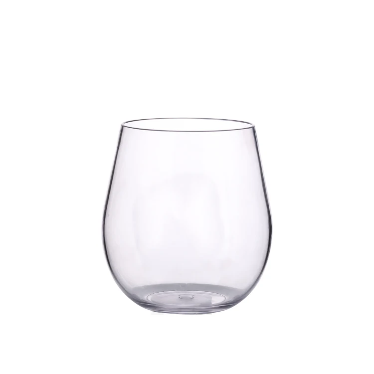 Gold Rimmed Plastic Wine Glass Light Pink Gold Stamping Stemless Red Wine Glass Tritan Wine Glasses