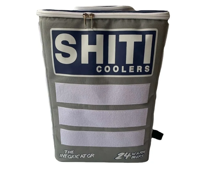 stylish  printing polyester 24 cans cooler PEVA HEAT SALE waterproof   backpack bag with top zipper pocket