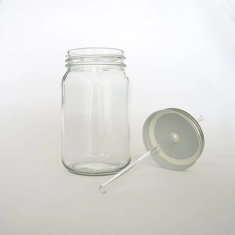 Every day can  use smooth wide mouth customized cold drinking glass mason jars with screw lid and handle