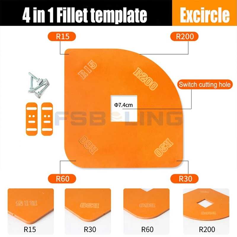 FSBOLING radius fixture Tool for corner switch holes in cabinets and closets