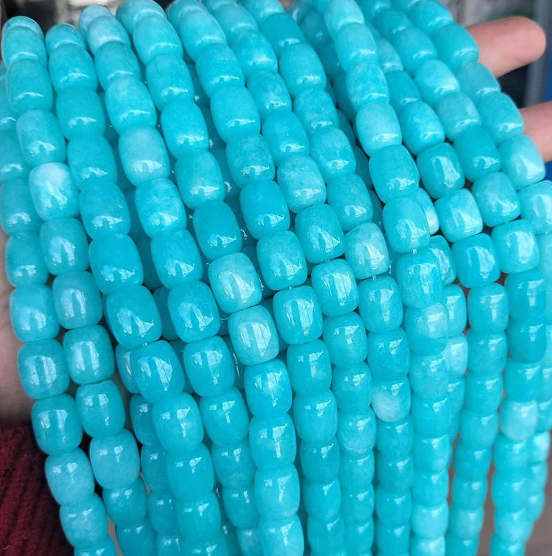 Wholesale 9x11mm Barrel beads Dyed Color Green Natural Agate Barrel Shape Beads Loose Spacer Stone Beads for Jewelry Making