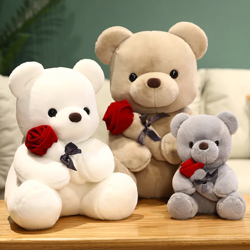 Top Class Colorful Cartoon Rose Teddy Bear Plush Toy Pp Cotton Fashion Soft Teddy Bear