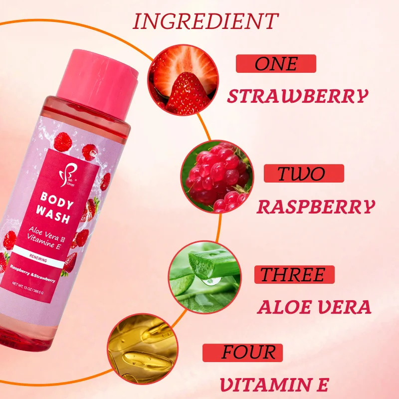 18+ Years GMPC Factory strawberry lightening custom logo oem body wash gel de douche gommant best shower gel manufacturer