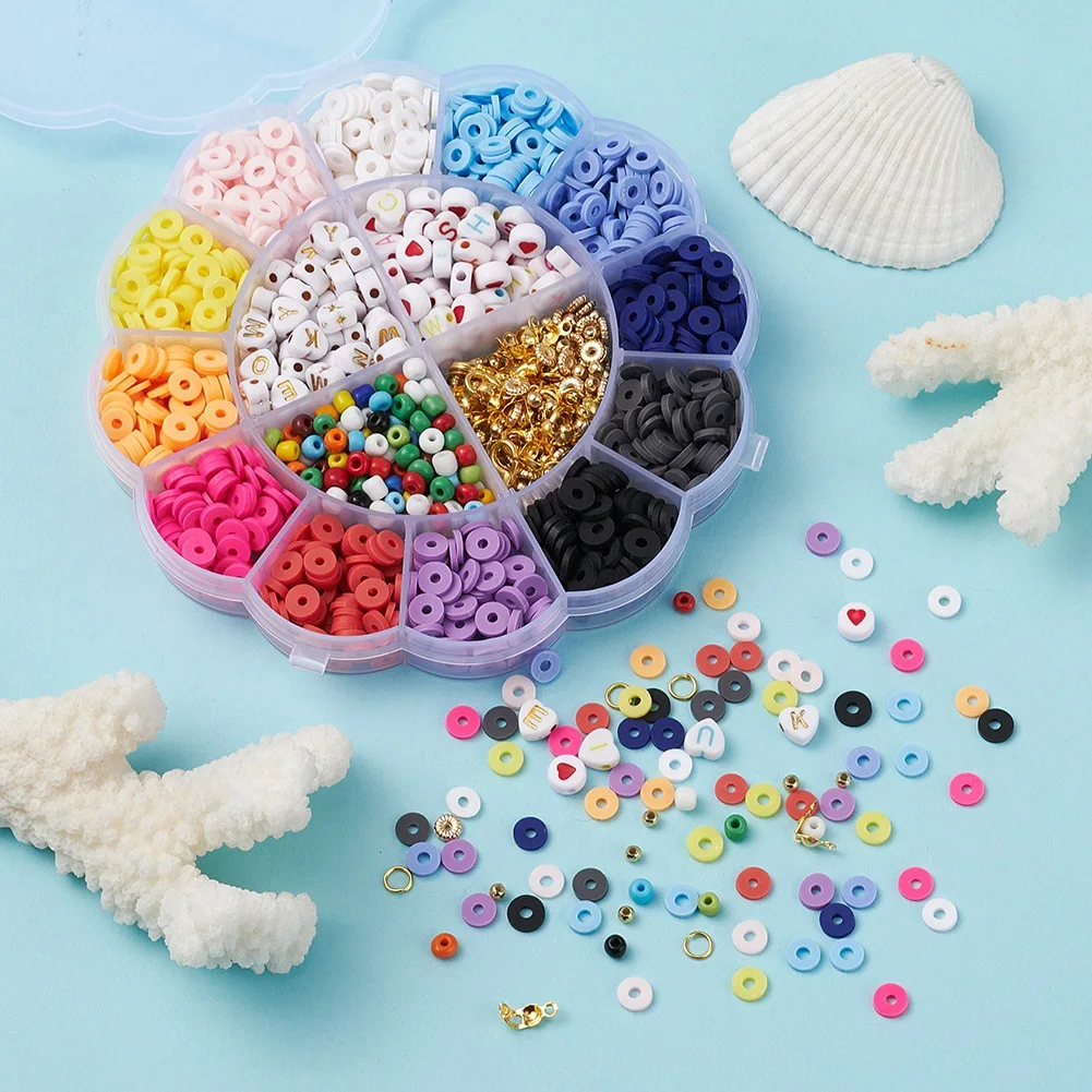 New Creative Acrylic Handmade Polymer Clay Beads 12 colors Fashion Made DIY Jewelry Accessories Soft Clay Bracelets Set for girl