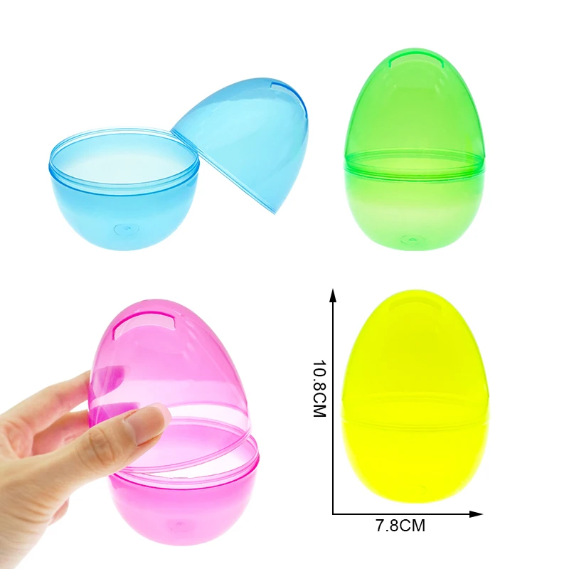 4inch Plastic PP Clear Easter Egg Capsule Surprise Toys Vending Machine Eggs with Savings Hole for Kids